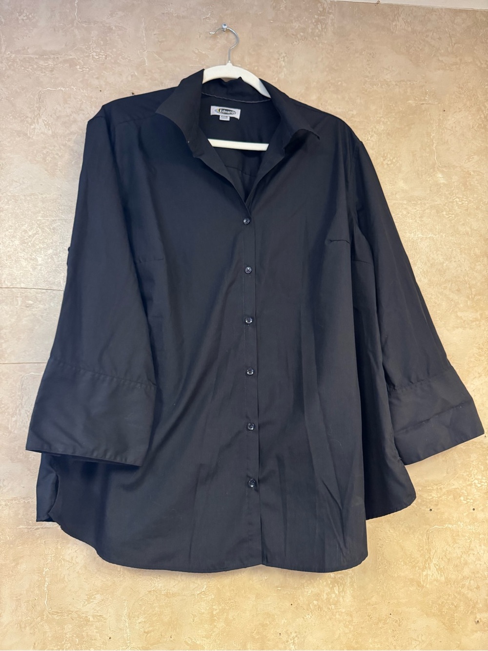 Preowned Edwards Black Long Sleeve Button Front Top Size 2XL Item #PHK7790